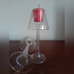 Pair of glass votive candle holders